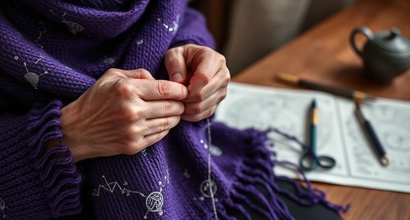 Когда Нептун в 9 доме вяжет галактики: «Платок Вселенной» из бабушкиных рук (Южный Узел в Козероге в 9 доме) и звёздной тоски. Настоящий космос — в нитках.