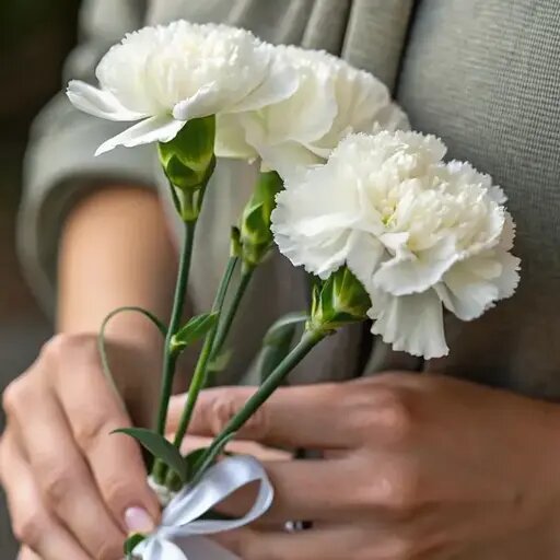   Букет-комплимент: 3 белых гвоздики Мария Казённова