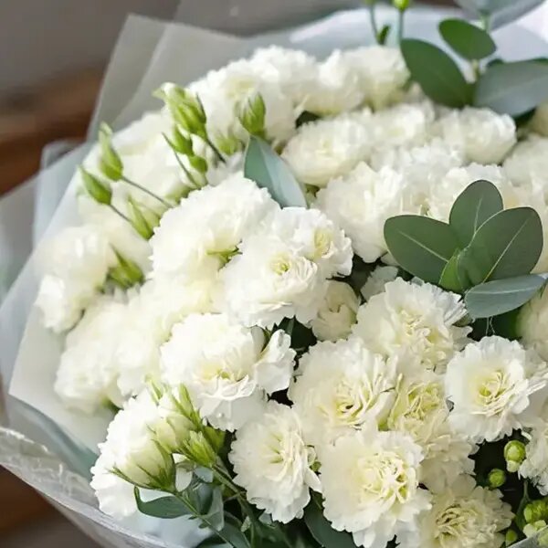   Гвоздика. Цветы белые. AzaliaNow Мария Казённова