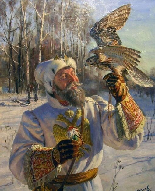 Лучанов Дмитрий Кузьмич (Род. 1979). Соколиная охота. Источник иллюстрации: https://br.pinterest.com/zingvi/наше/