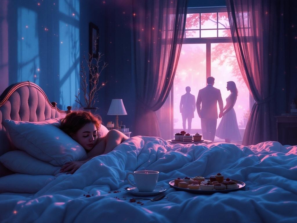    К чему такое снится: На картине изображен человек, который накрывает на кухонный стол белую скатерть и раскладывает сладости. Он выметает крошки под столом, а в дверном проеме видны силу