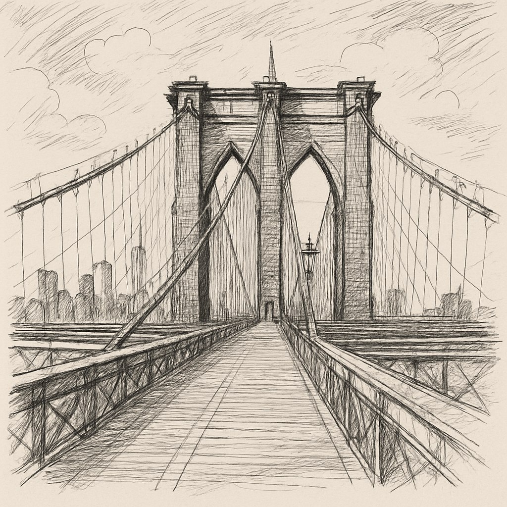 Бруклинский мост — культовая арка, соединяющая Манхэттен и Бруклин, символ энергии и масштаба мегаполиса.