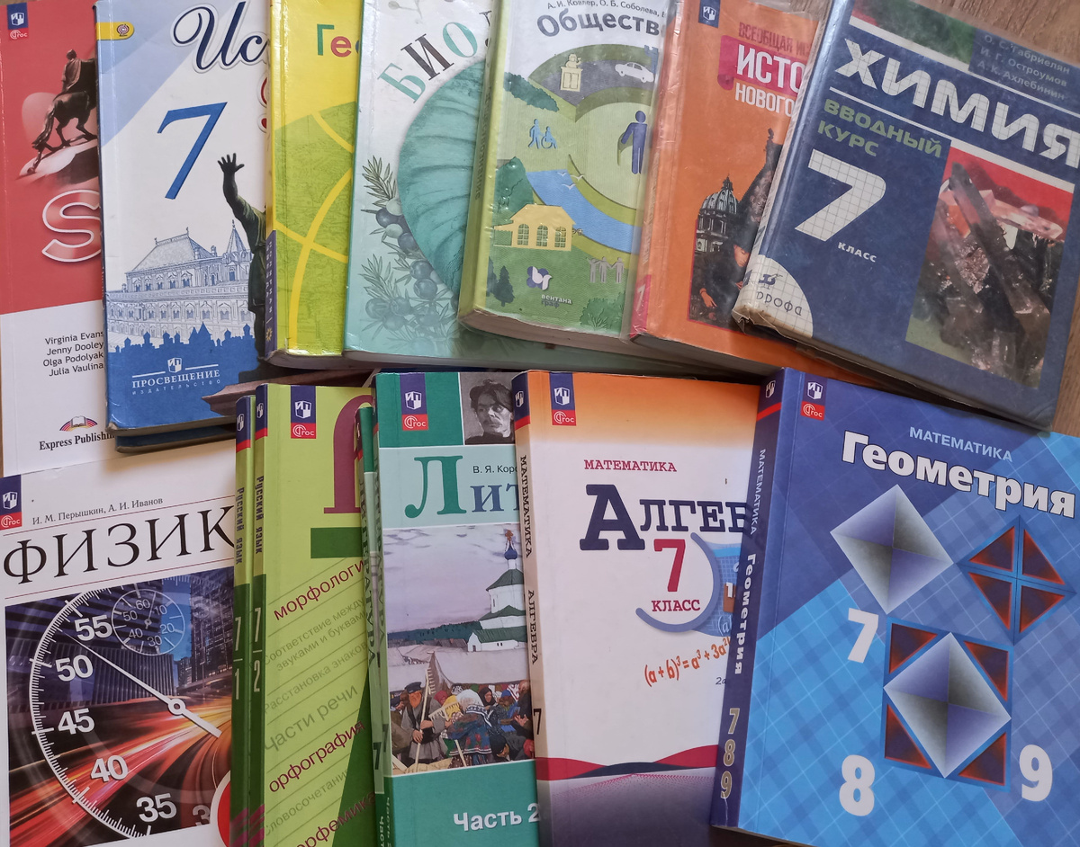 Учебники для 7 класса. Фото автора.