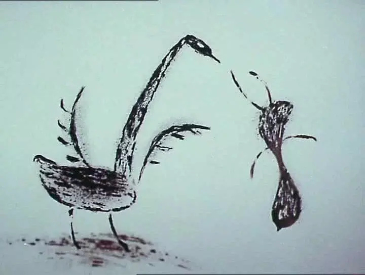    Кадр из м/ф «Бескрылый гусенок». Реж. Оксана Черкасова.