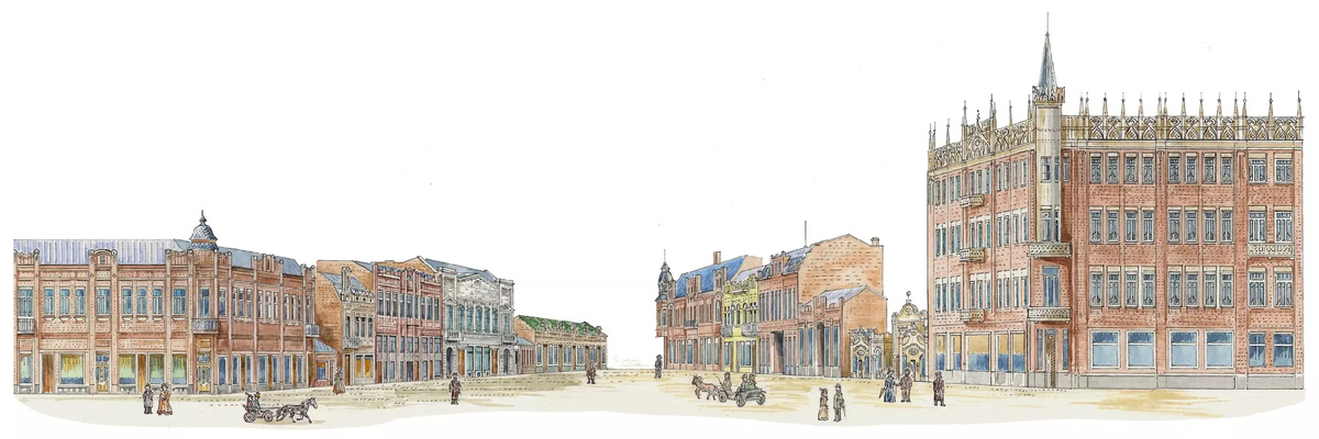  Вид одного из центральных участков улицы Почтовой (ул. Ленина)  в 1913 г.