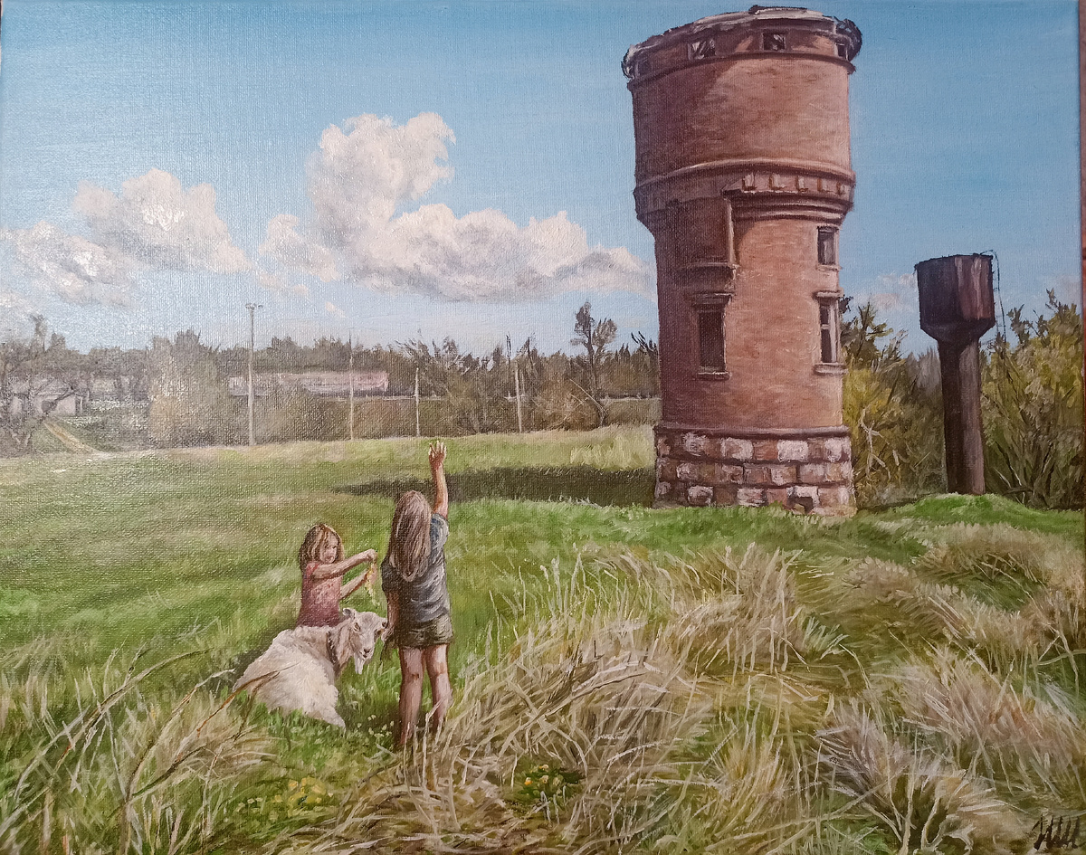 "У старой башни", Н. Швецова, масло/холст, 40*50см