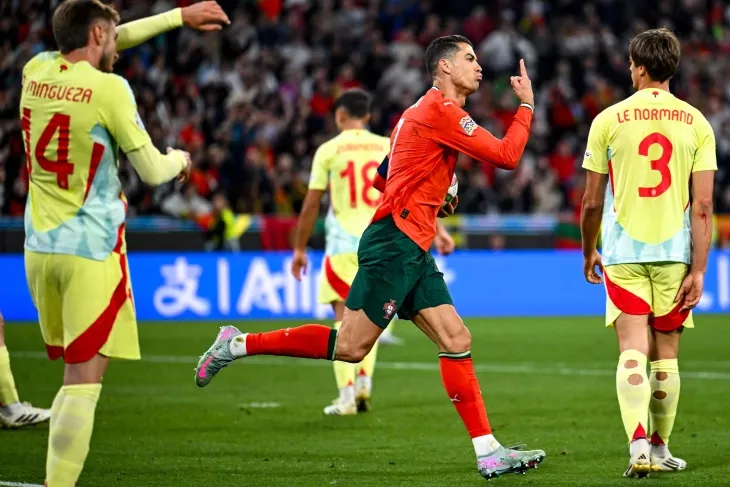 Празднование Криштиану после забитого мяча