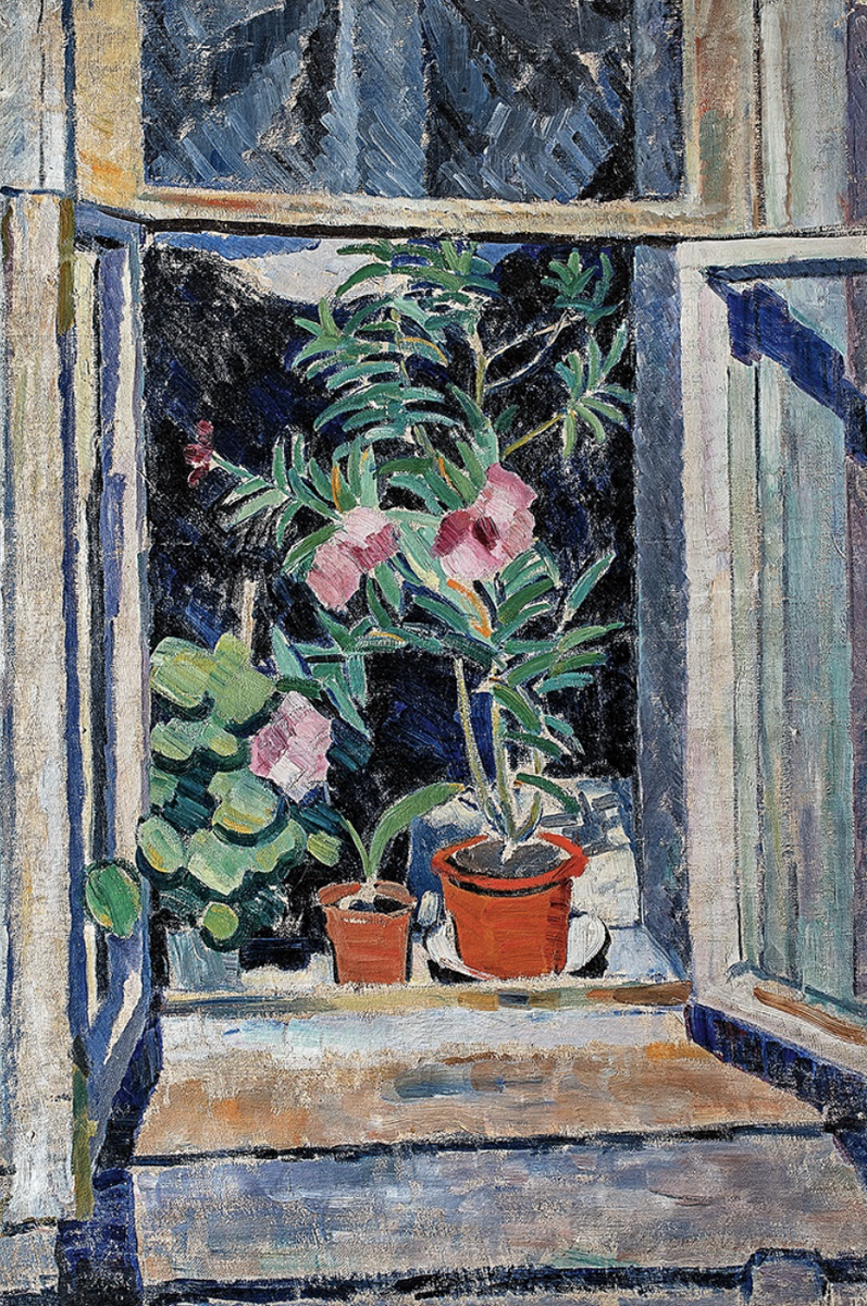     Ольга Розанова. Цветы на окне. Начало 1910-х.