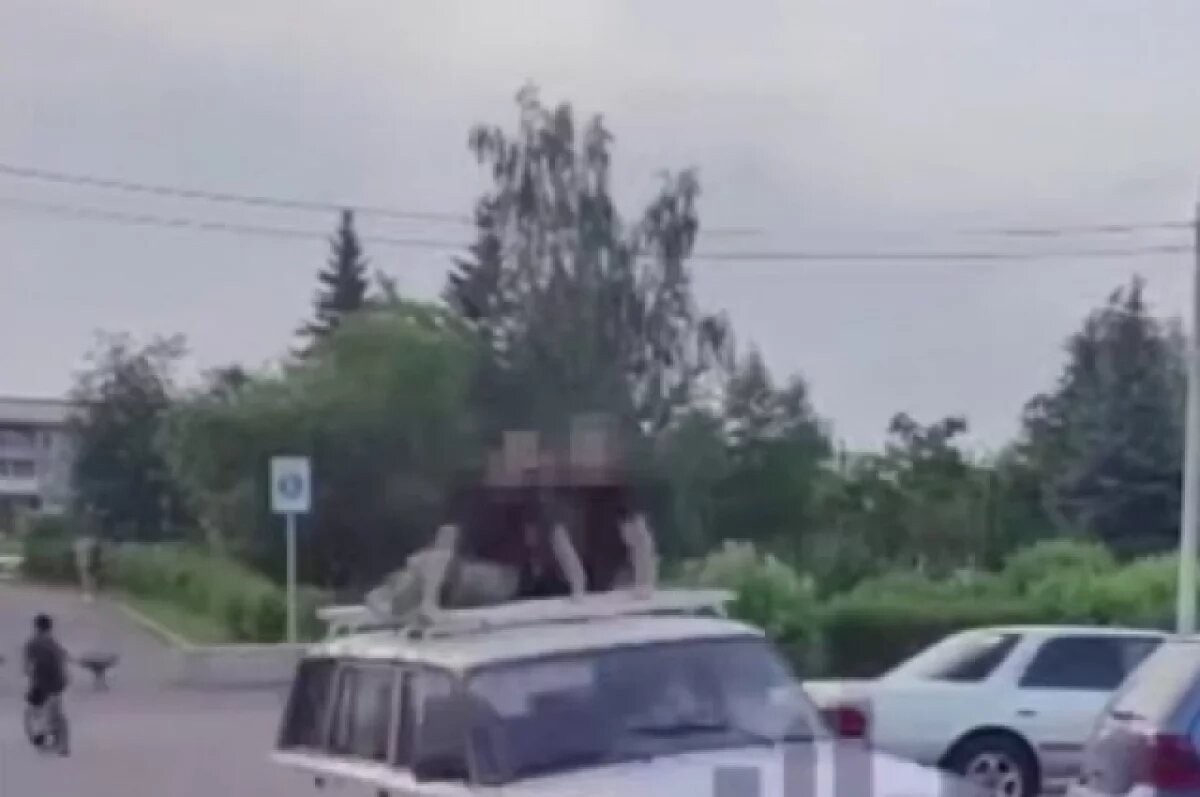    В Красноярске поймали водителя, который катал на крыше авто своих друзей