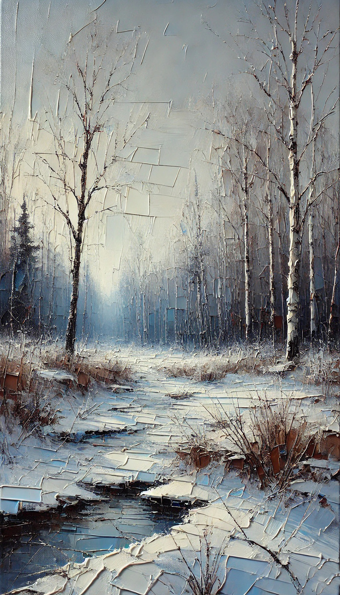 Редкий зимний лес