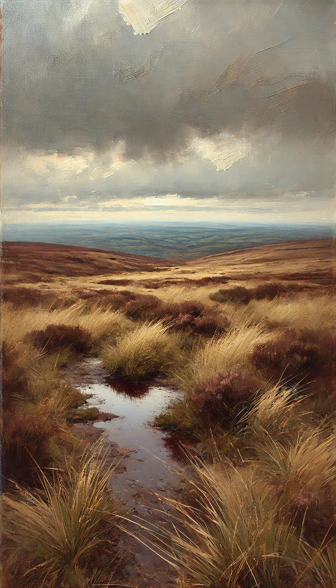 Ветреная равнина под облачным небом