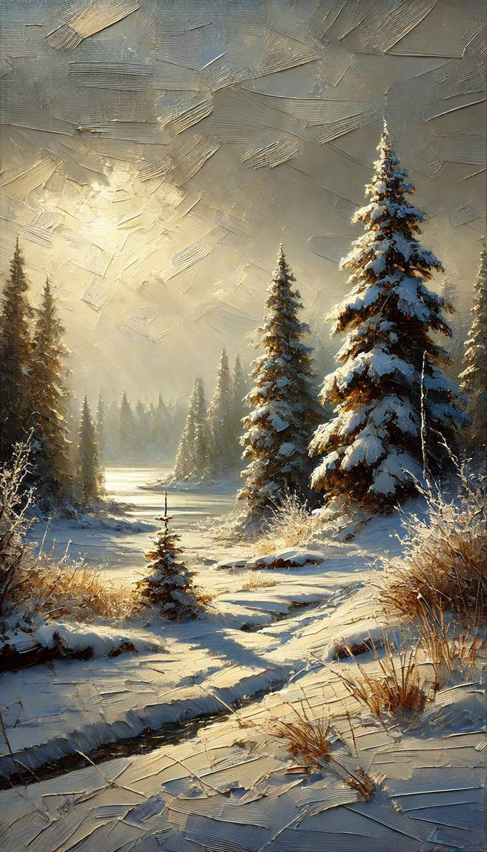 Хвойный зимний лес