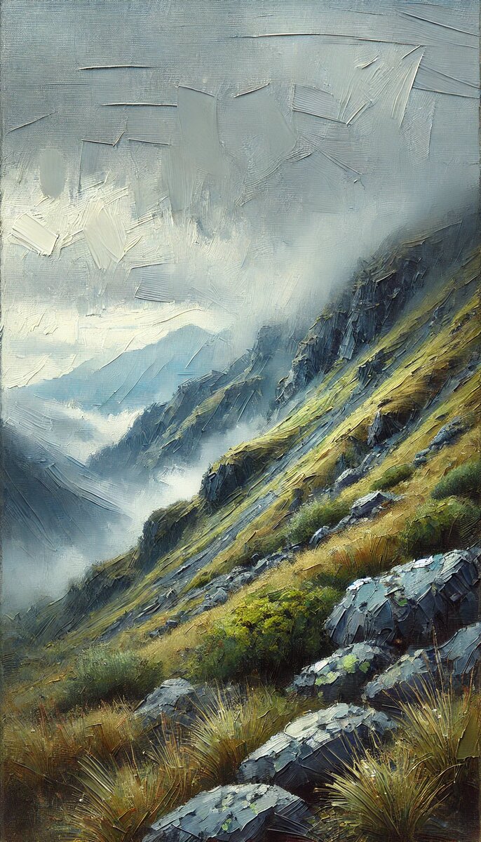 Туман, спускающийся по горному склону