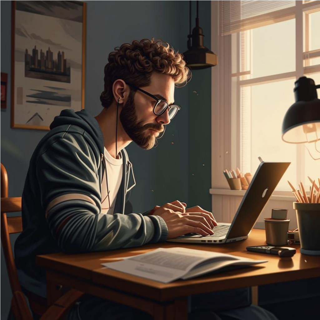 Блогер пишет что-то захватывающее