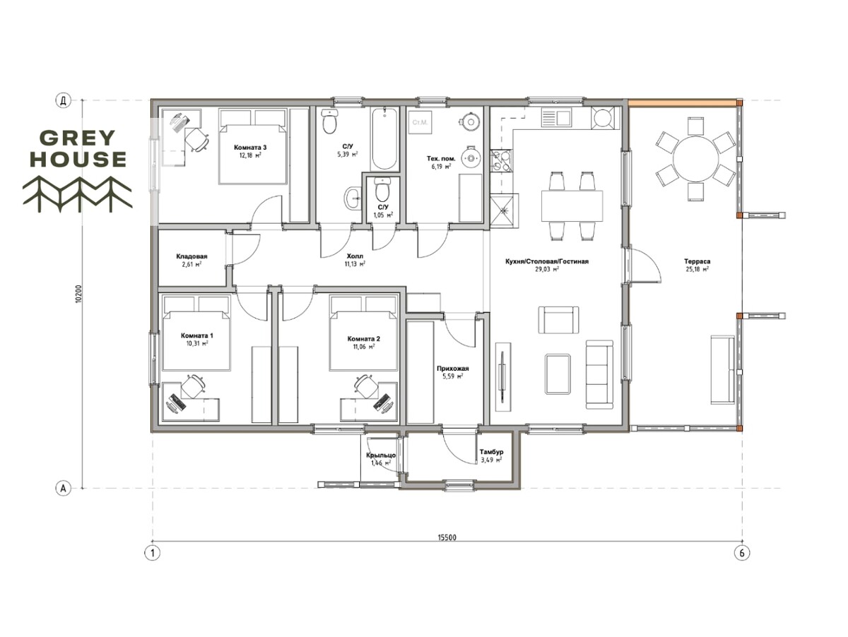 Планировка дома Химос КП Черешневый лес
