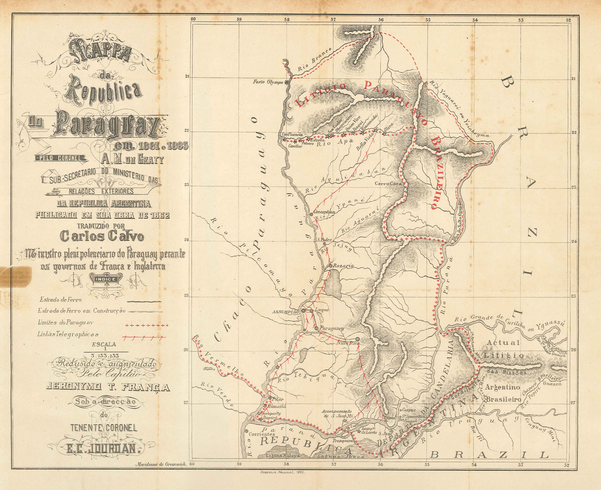 Карта Парагвая по состоянию на 1862 г.