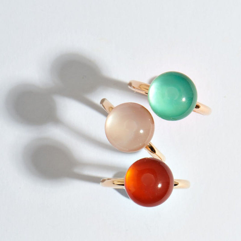 Кольца Mimi Zabette из розового золота с карнелианом, зеленым агатом и кварцем