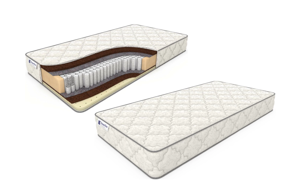 Матрас Balance Hard S-1000 с чехлом из трикотажа. Внутри — блок независимых пружин, слои из термовойлока, кокосовой койры и натурального латекса. Код для поиска на сайте — 744581.