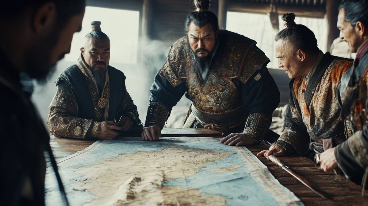 Кадр из фильма "Чингис-хан". Как вам современная карта в 13 веке?