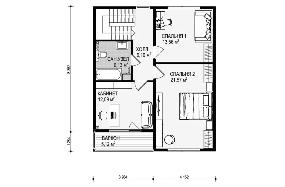 План 2 этажа дома «Зальцбург–125»