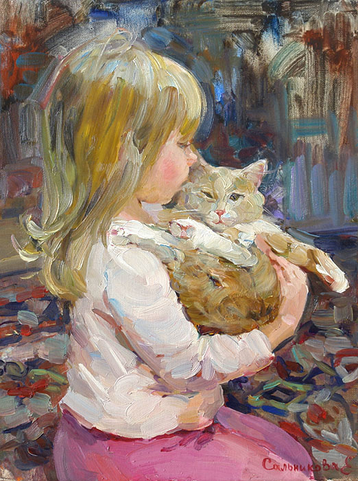 Малышка с котом