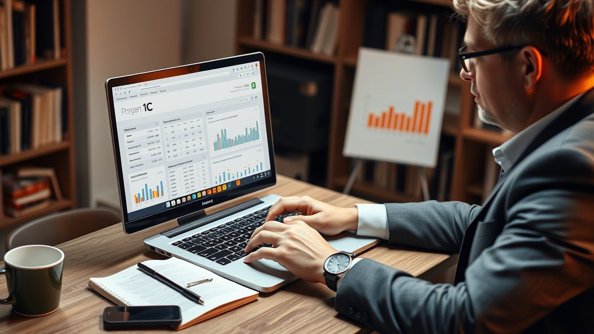    Аналитик изучает данные по продажам через 1С и маркетплейсы. datalopata