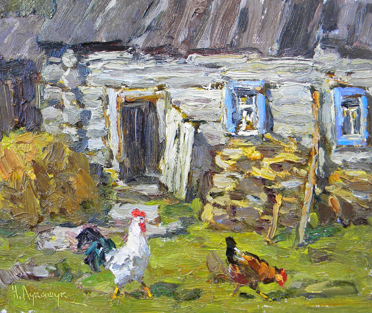 Николай Лукашук "Подворье" 2025 картон, масло 20х25