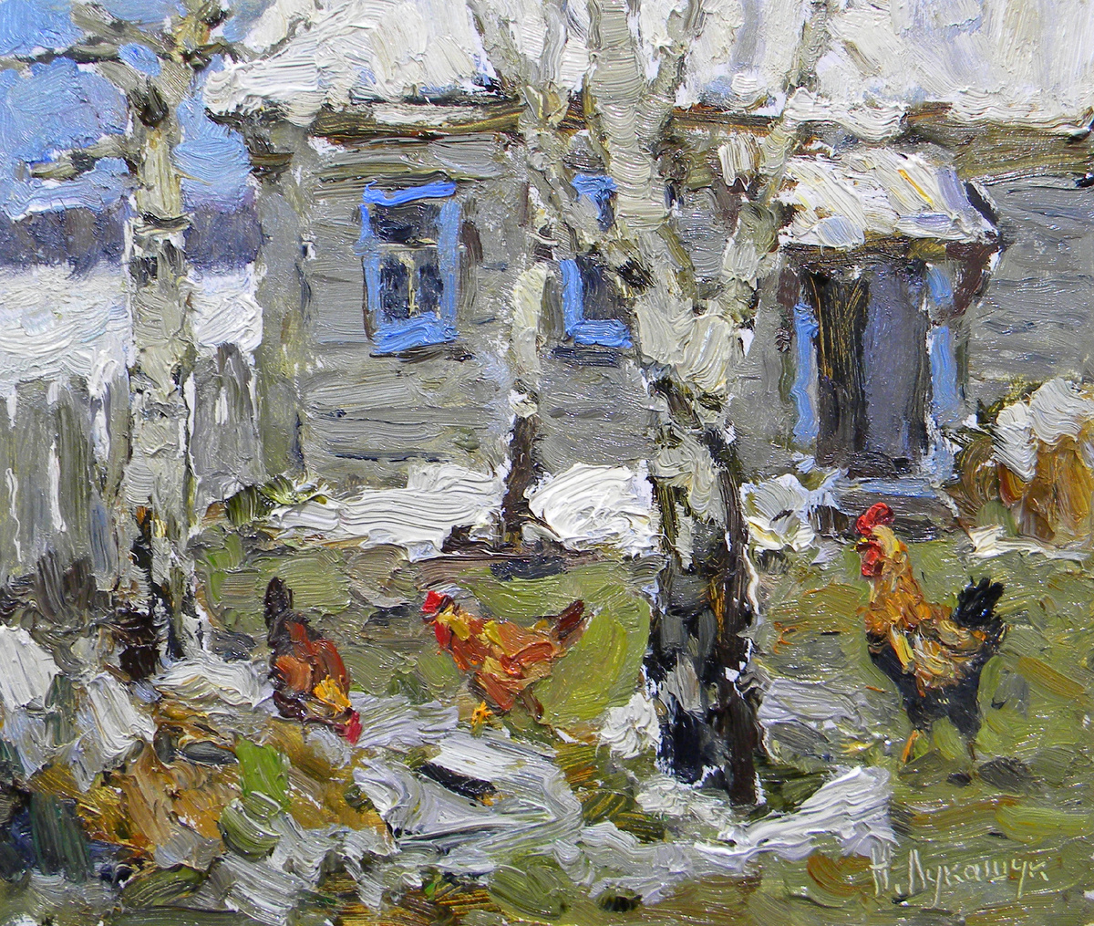 Николай Лукашук "Подворье" 2025 картон, масло 20х25