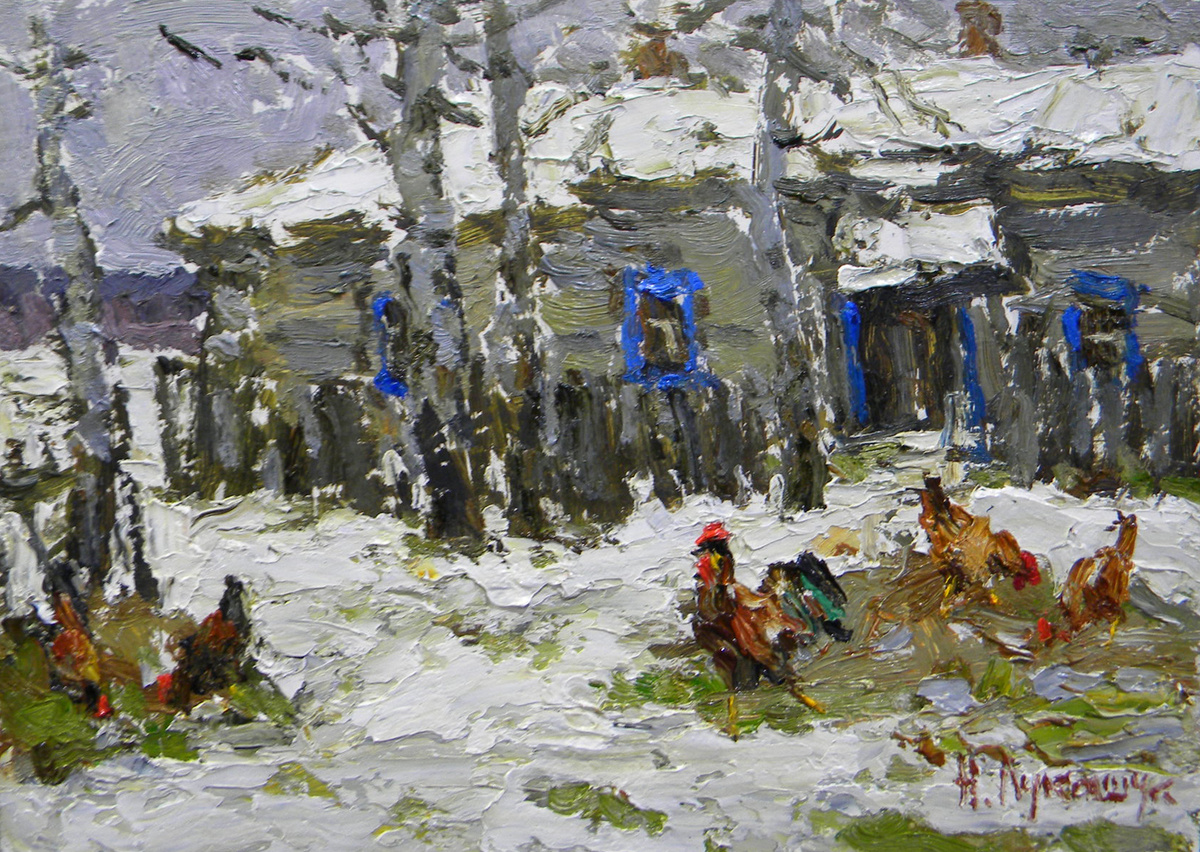 Николай Лукашук "Подворье" 2025 картон, масло 20х30