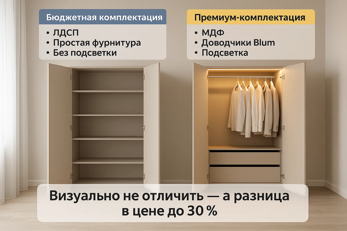 Разница в цене может быть до 30% - а визуально не отличить.