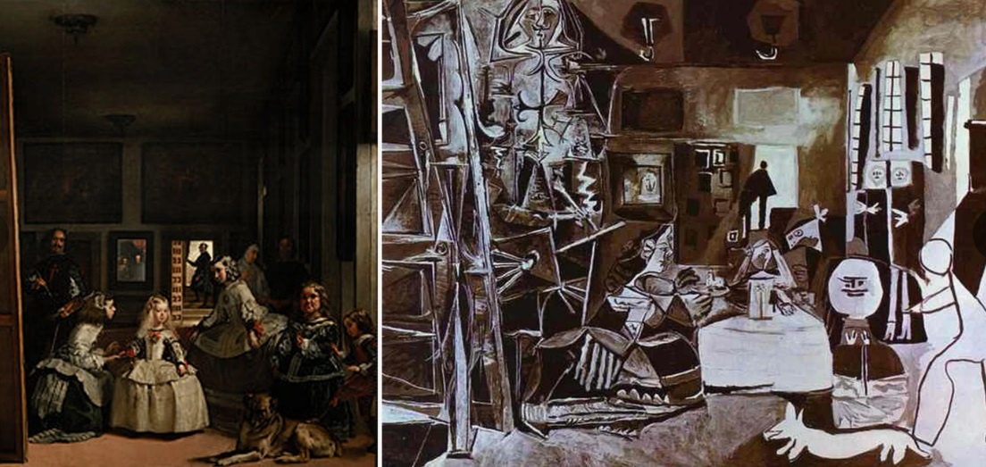 "Менины" Диего Веласкеса и "Менины" Пабло Пикассо. Взято из интернета.