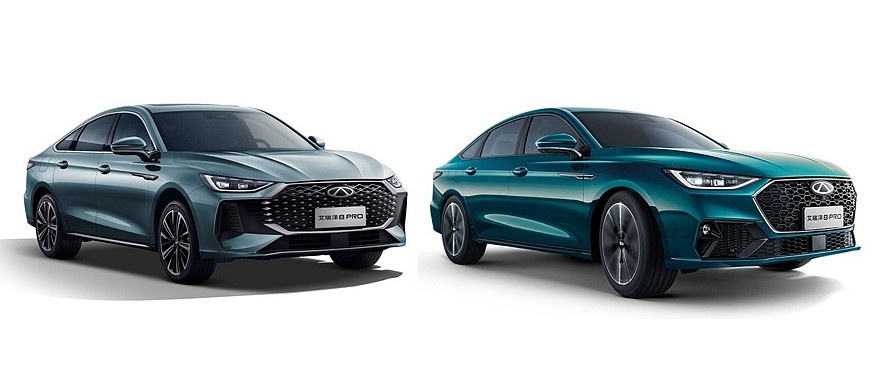    Слева — Chery Arrizo 8 Pro с базовым турбомотором 1.6 TGDI, справа — седан с 2.0 TGDI