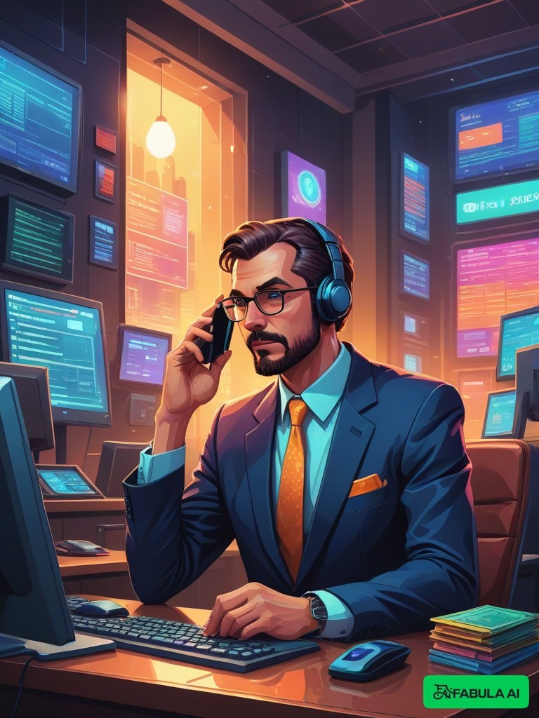 Сотрудник поддержки банка, картинка от нейросети 