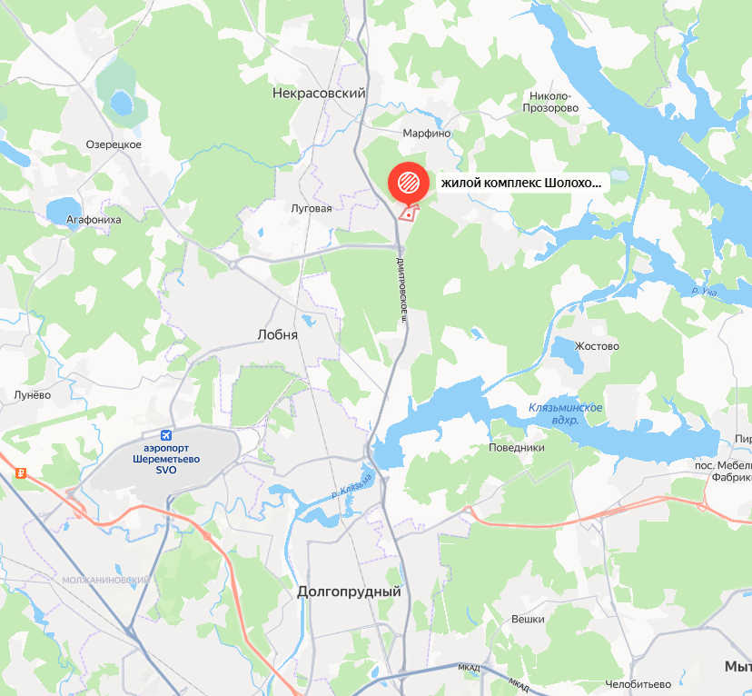Расположение ЖК . Данные Яндекс.Карты