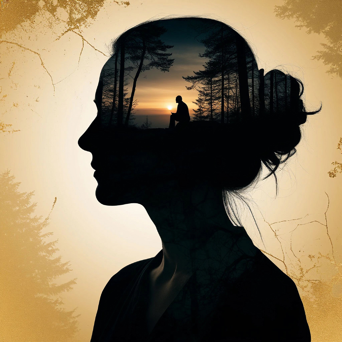 Силуэт психолога в темноте, но с островком света, где-то вдалеке