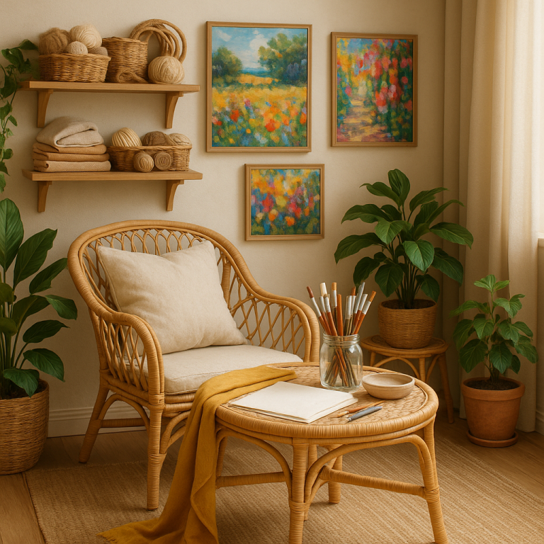    Как создать уютный уголок для творчества с помощью искусственного ротанга: 10 идей для вдохновения рукодельниц Loza