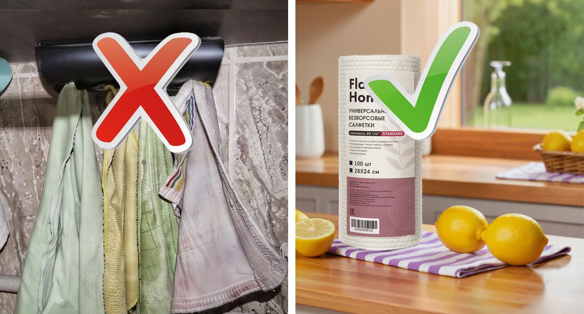 Против горы застиранных тряпок - один рулон белоснежных салфеток.