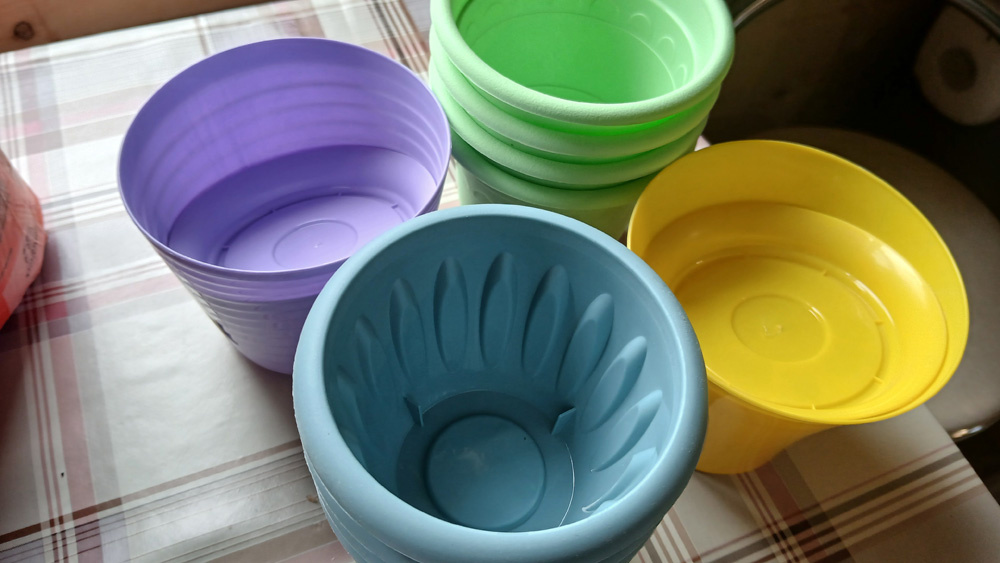 Наконец-таки купили горшочки под растишки