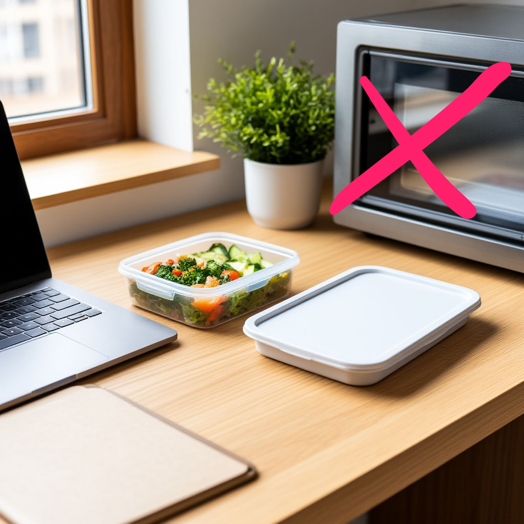 Обед на офисном столе без использования микроволновки