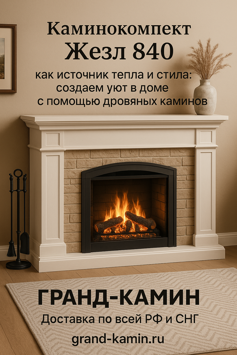    Каминокомплект Жезл 840 как источник тепла и стиля: создаем уют в доме с помощью дровяных каминов Kamin