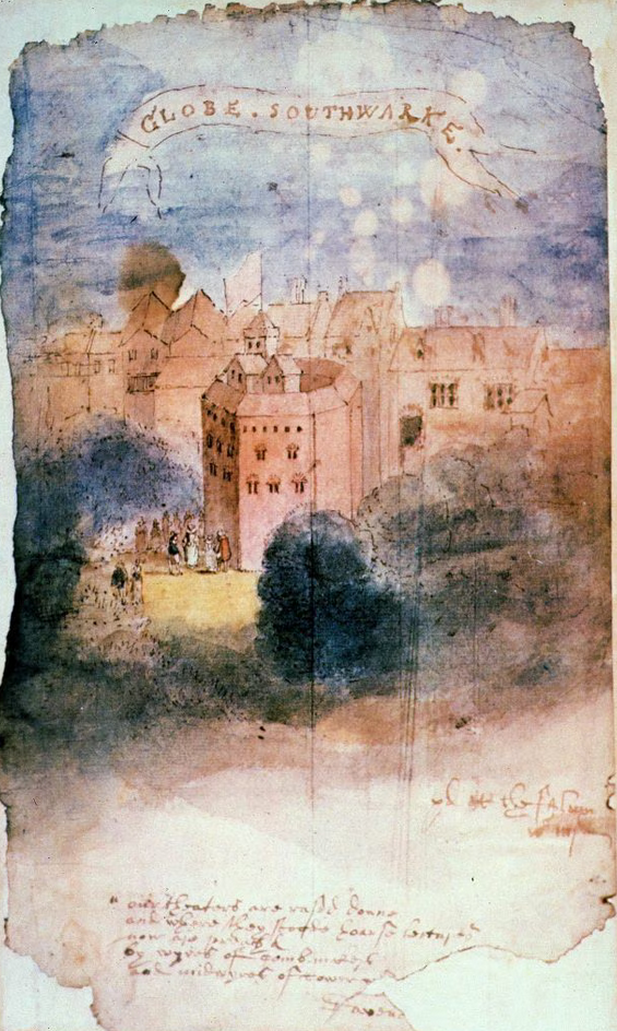 Рисунок театра «Глобус» в Саутварке, недалеко от южного берега Темзы 1600 г. Wikimedia