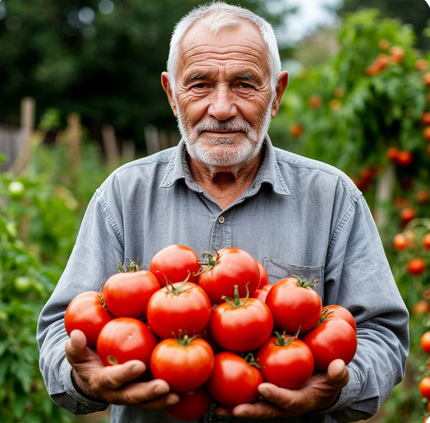 Дед Матвей с урожаем