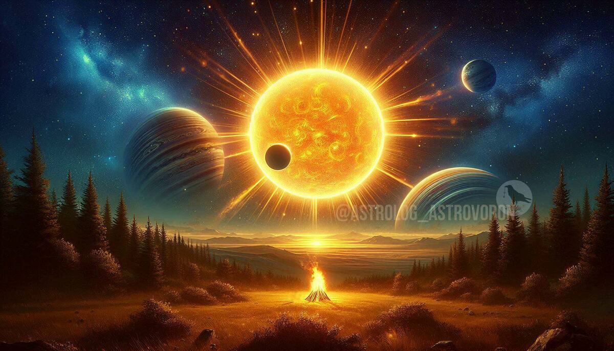 Летнее Солнестояние. Иллюстрация создана автором канала АстроВорон. Мистерии Зодиака (с)