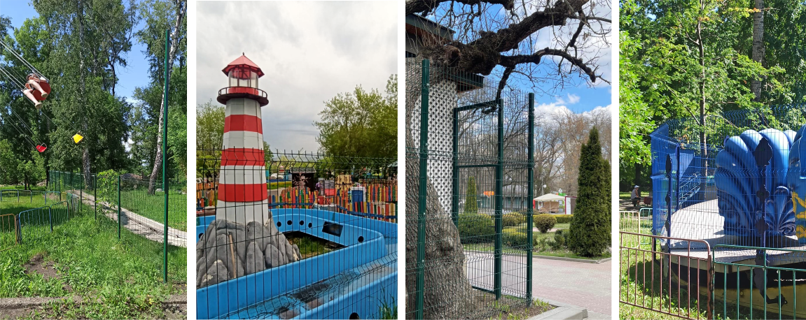 Примеры сетчатого ограждения для парков, аттракционов, скверов, зон отдыха 