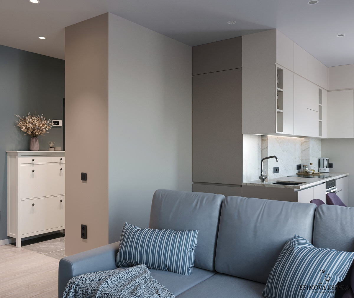 Двухкомнатная квартира. Проект Ксении Ефимовой