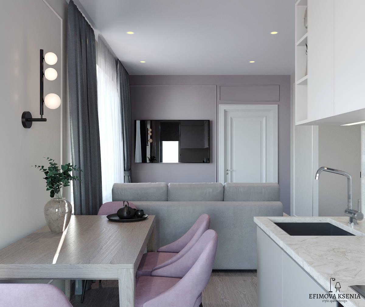 Двухкомнатная квартира. Проект Ксении Ефимовой