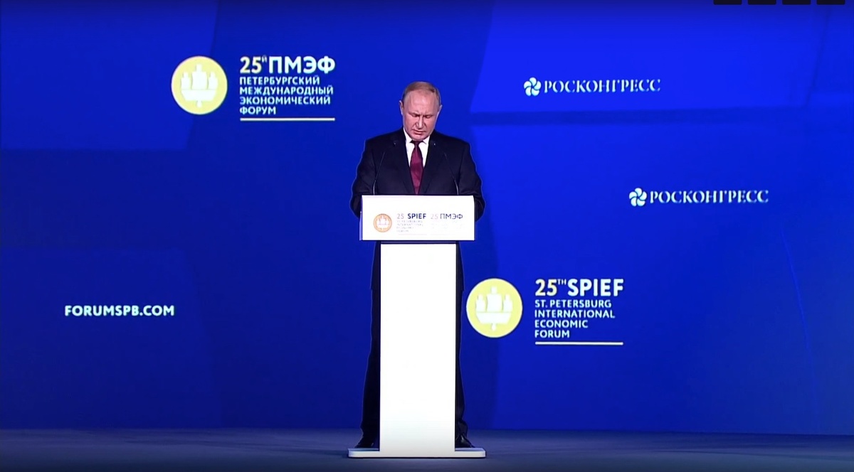    Владимир Путин на ПМЭФ-2022. Фото: скриншот трансляции