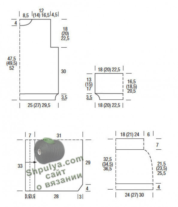 Выкройка вязаной юбки и ажурного пуловера
