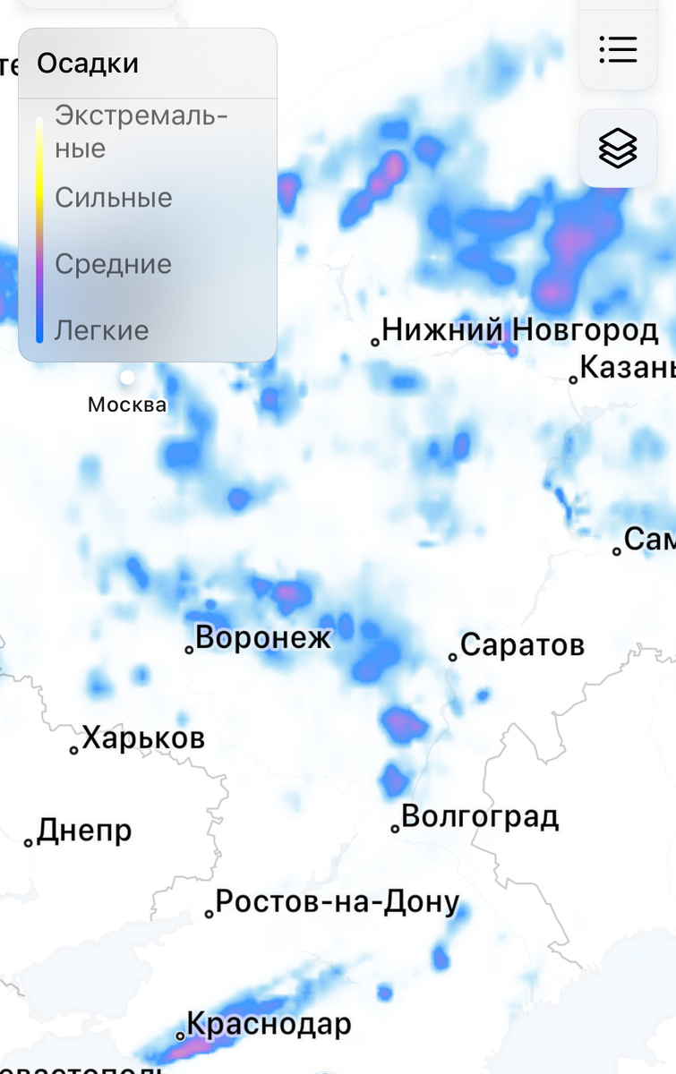 Скрин с сегодняшней карты погоды 