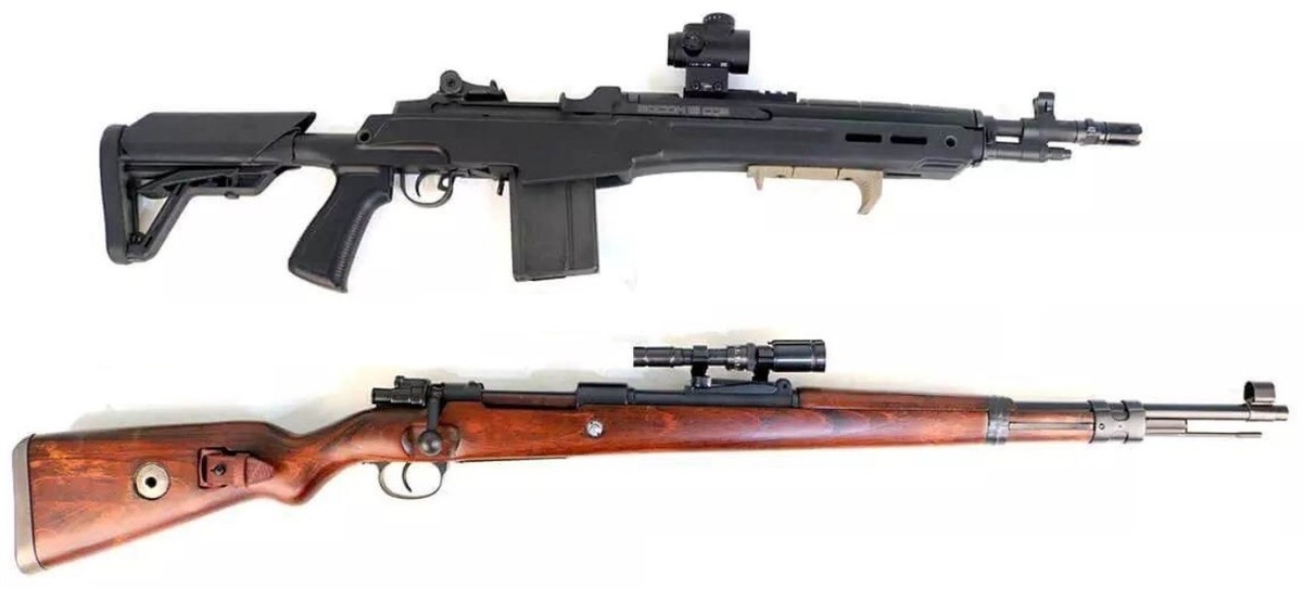 Винтовка SOCOM-16 CQB (вверху) и винтовка Kar-98k  оптическим прицелом Zf41.